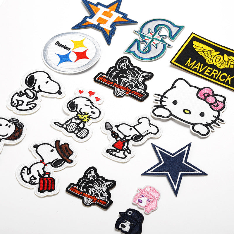 Wholesale embroidered cloth stickers cute cartoon patch five-pointed star puppy bag shoes decorative decals OLY Exclusive