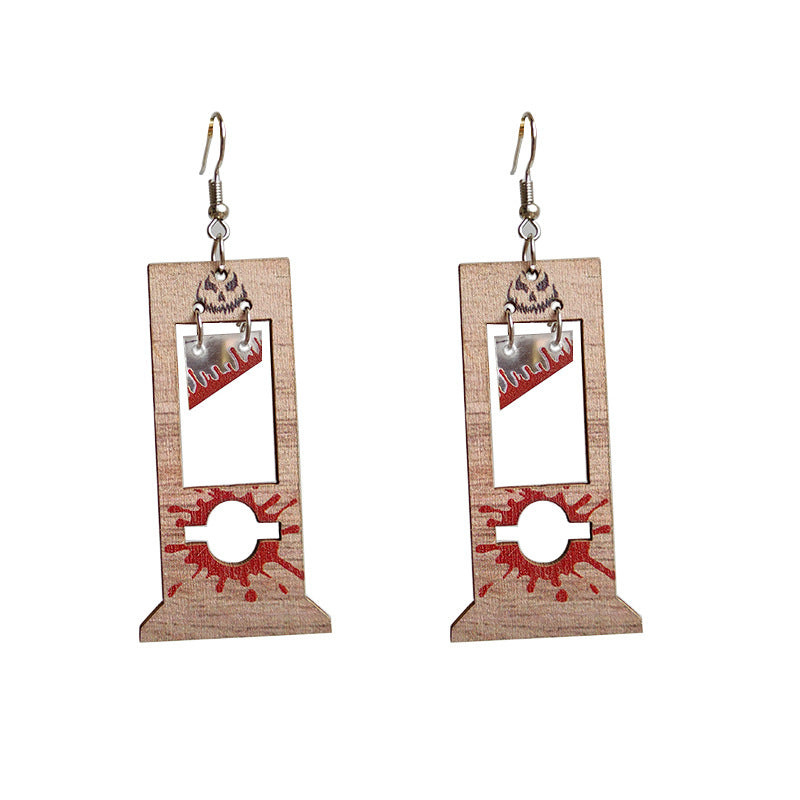 Wholesale 2pairs/pack Wooden Halloween Creative Blood Earrings