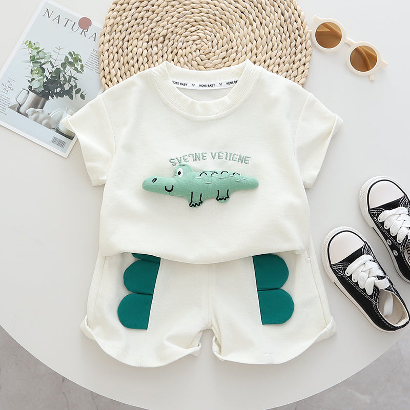 Wholesale Baby Cotton Three-dimensional Printed Casual Shorts Set