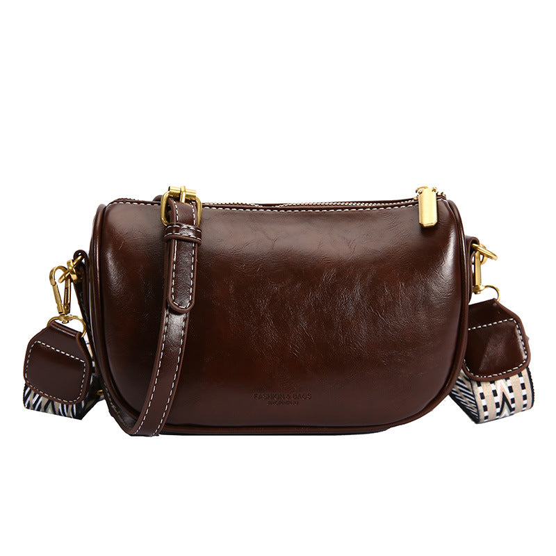 Wholesale 2023 Autumn and Winter Oil Wax Leather Dark Pattern Solid Color Ethnic Style Crossbody Bag