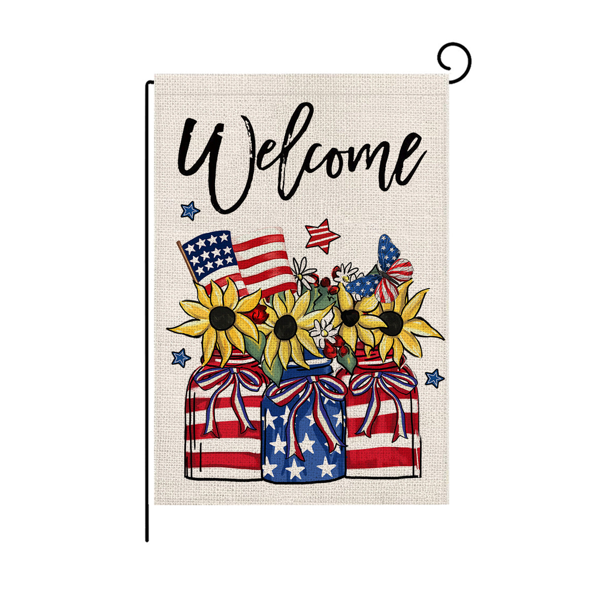 Wholesale Double Sided Garden Flag American Independence Day Linen Print Outdoor Courtyard Decoration Small Flag