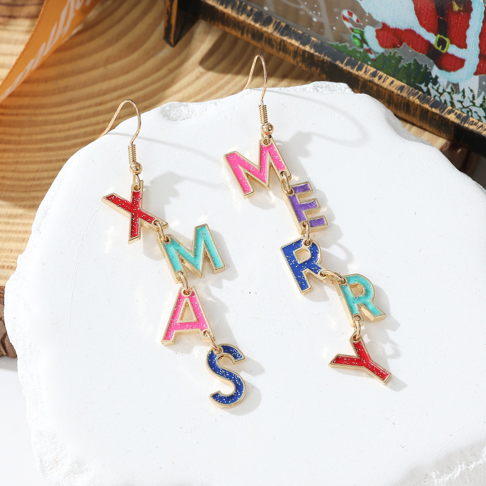Wholesale Zinc Alloy Christmas Earrings Snowflake Tree Bell Elk Rhinestone Dangle Jewelry Party Fashion Accessory