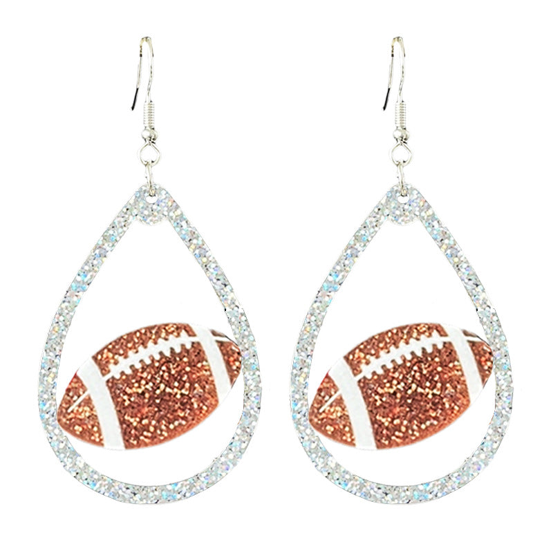 Wholesale Football Glitter Day Atmosphere Colorful Earrings Bow Element Coffee Autumn Earrings