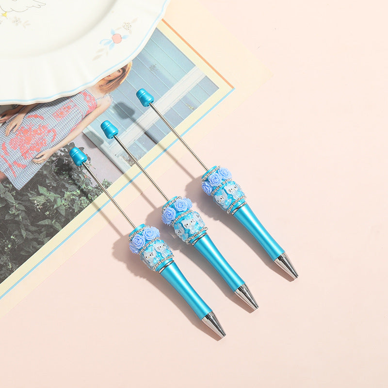 Wholesale 10pcs Beadable Pens Heavy Cartoon Bead Diy Handmade Diamond Ballpoint Pen