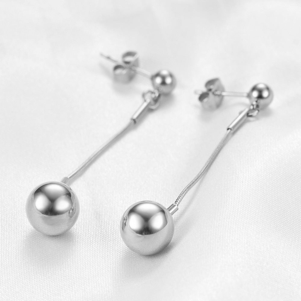 Wholesale 304 Titanium Steel Round Ball 18K Gold Minimalist Earrings