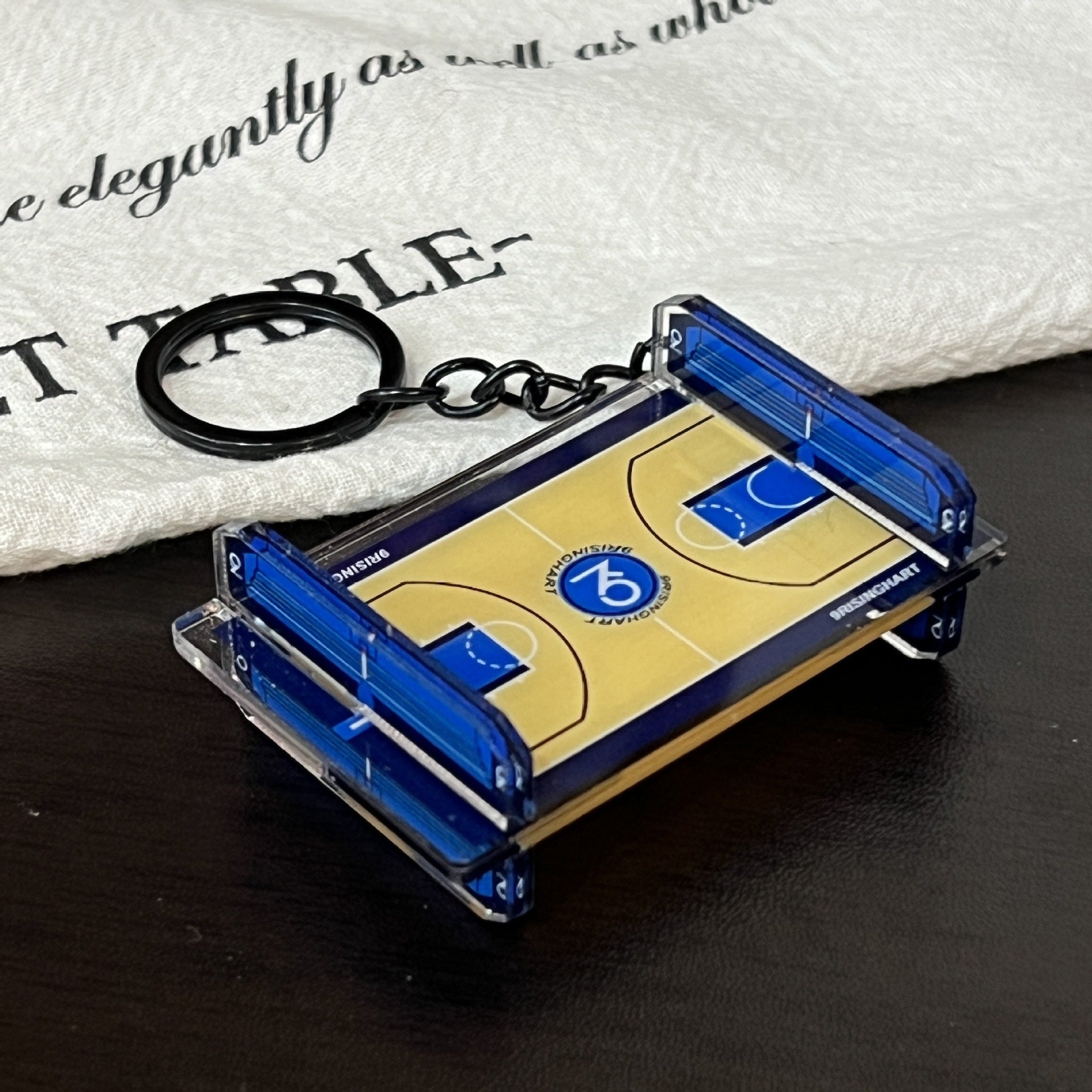 Wholesale Acrylic sports basketball court keychain