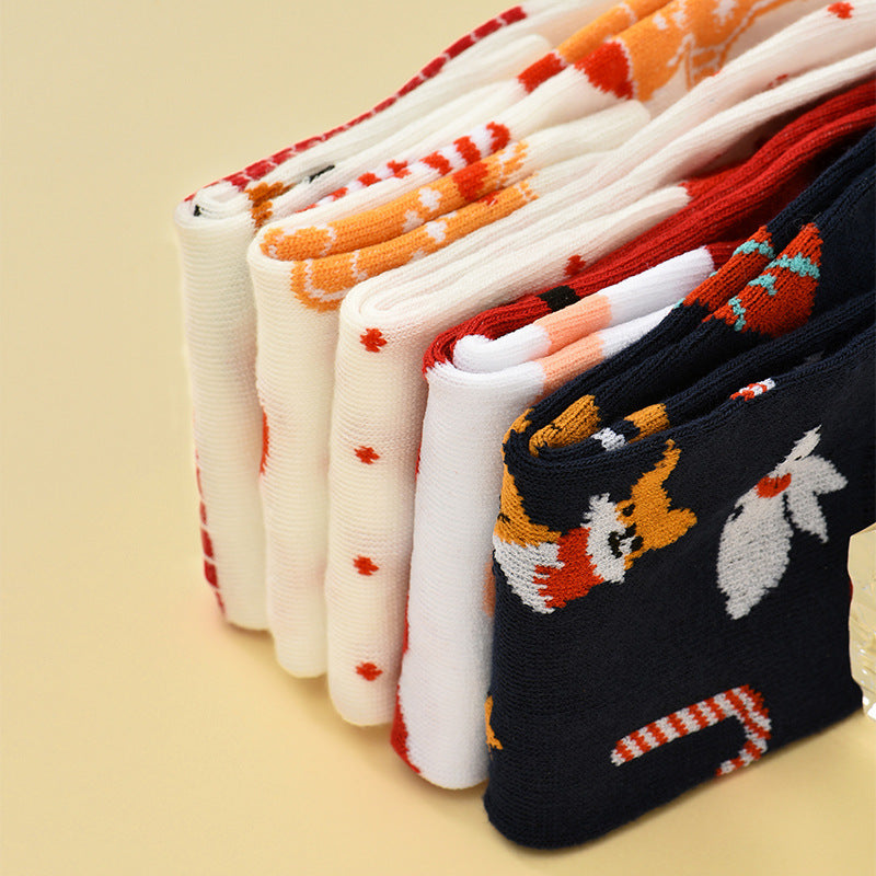 Wholesale Autumn and Winter Cartoon Christmas Elk Stockings Christmas Women's Socks