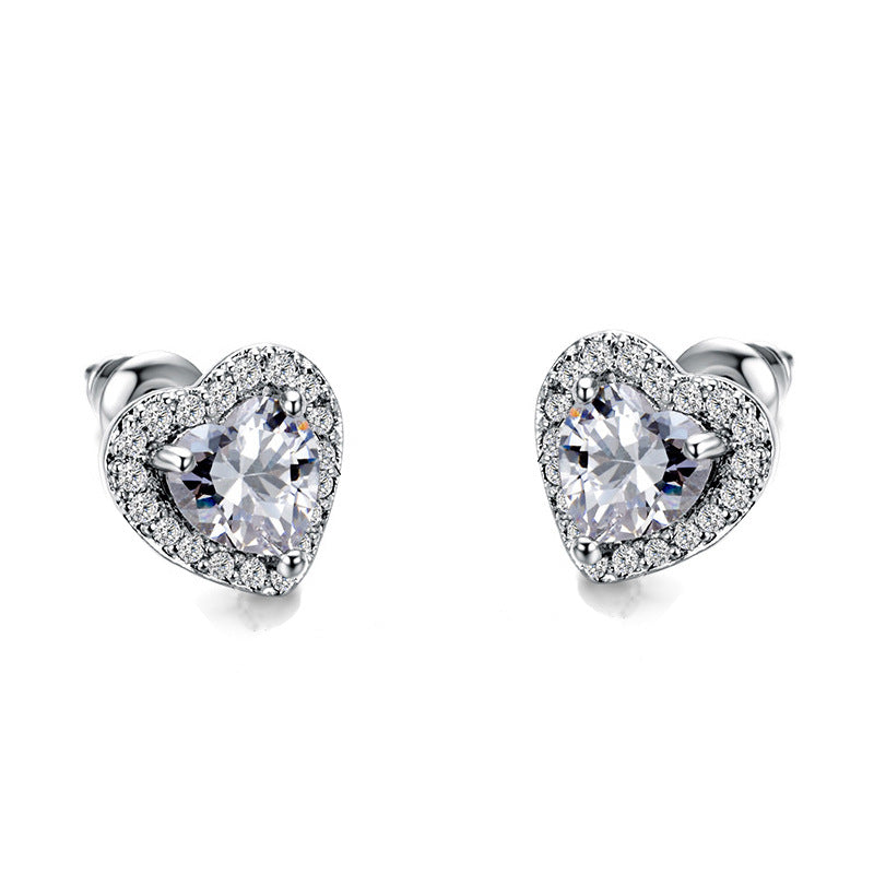 Wholesale Heart Diamond Crystal Alloy Earrings