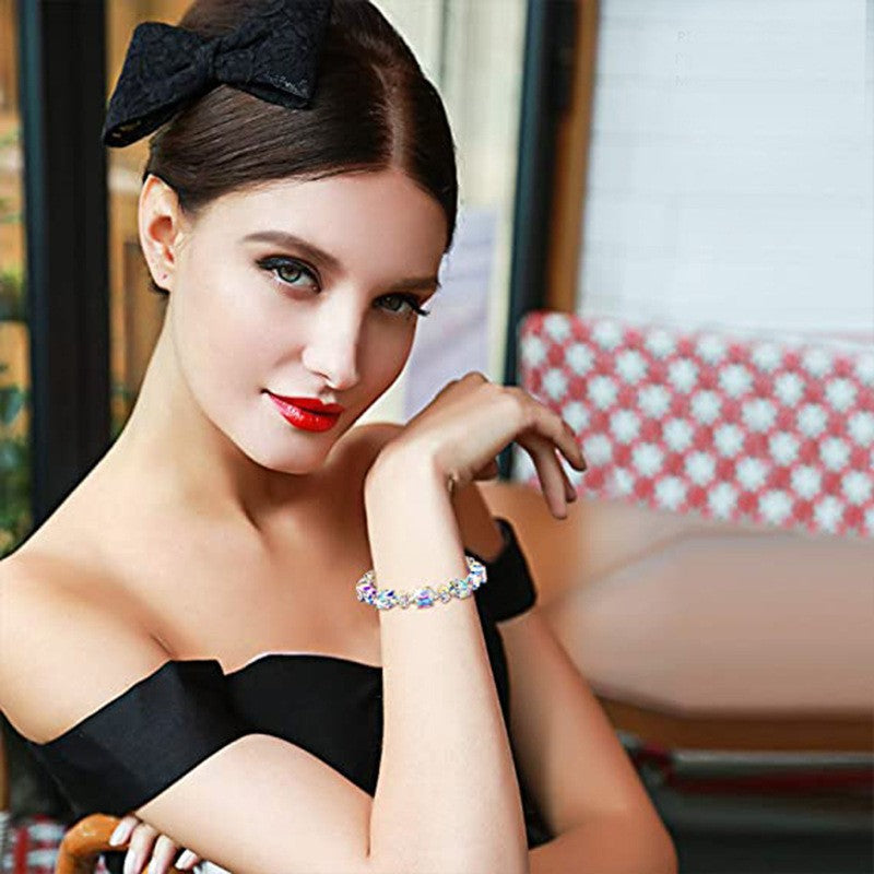 Wholesale 8MM Austrian Sugar Cube Crystal Colorful Bracelet