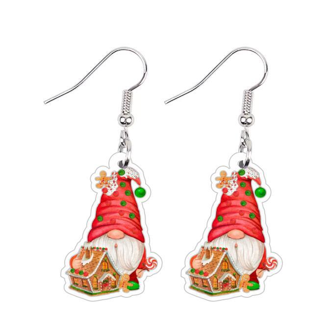 Wholesale Cartoon Resin Santa Claus Candy House Earrings