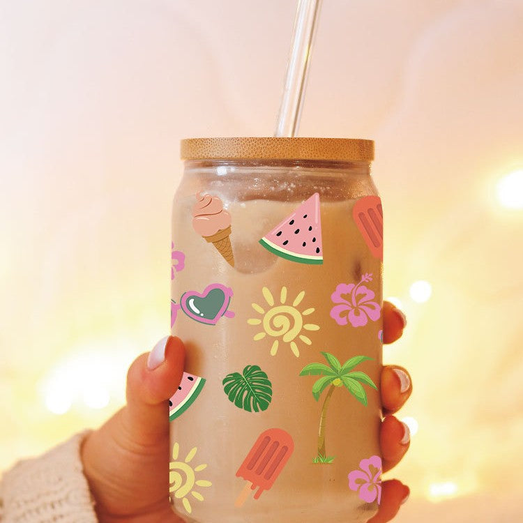 Wholesale Pink dessert ice cream series 16oz Cup UV DTF Wraps