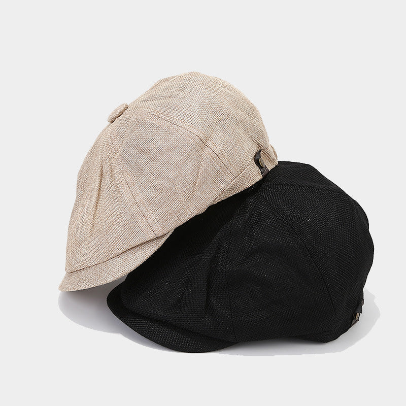 Wholesale Thin Breathable Imitation Linen British Retro Casual Short Brim Cap