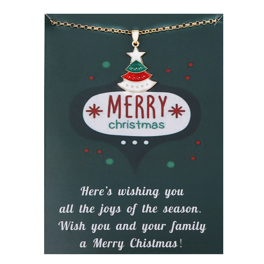Wholesale Christmas Tree Pendant Card Necklace Clavicle Chain