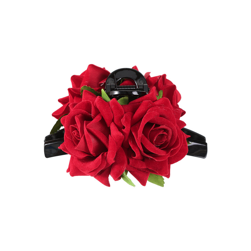 Wholesale Valentine's Day gift rose one-word artificial flower updo shark clip hair accessories