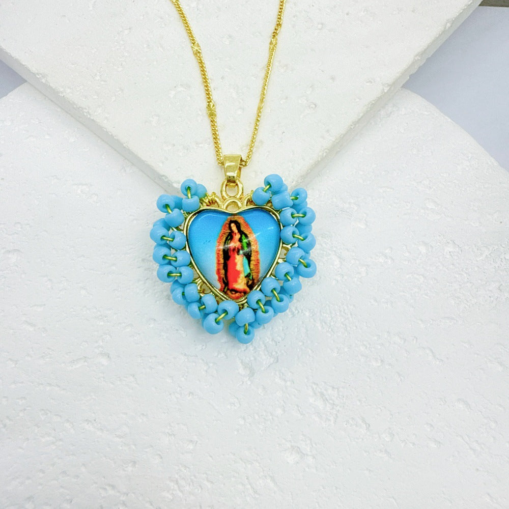Wholesale Golden Rice Bead Love Pendant heart necklace
