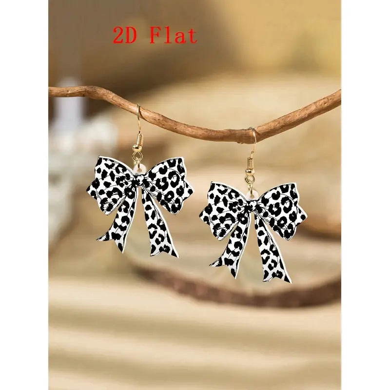 Wholesale Creative leopard print bow acrylic earrings