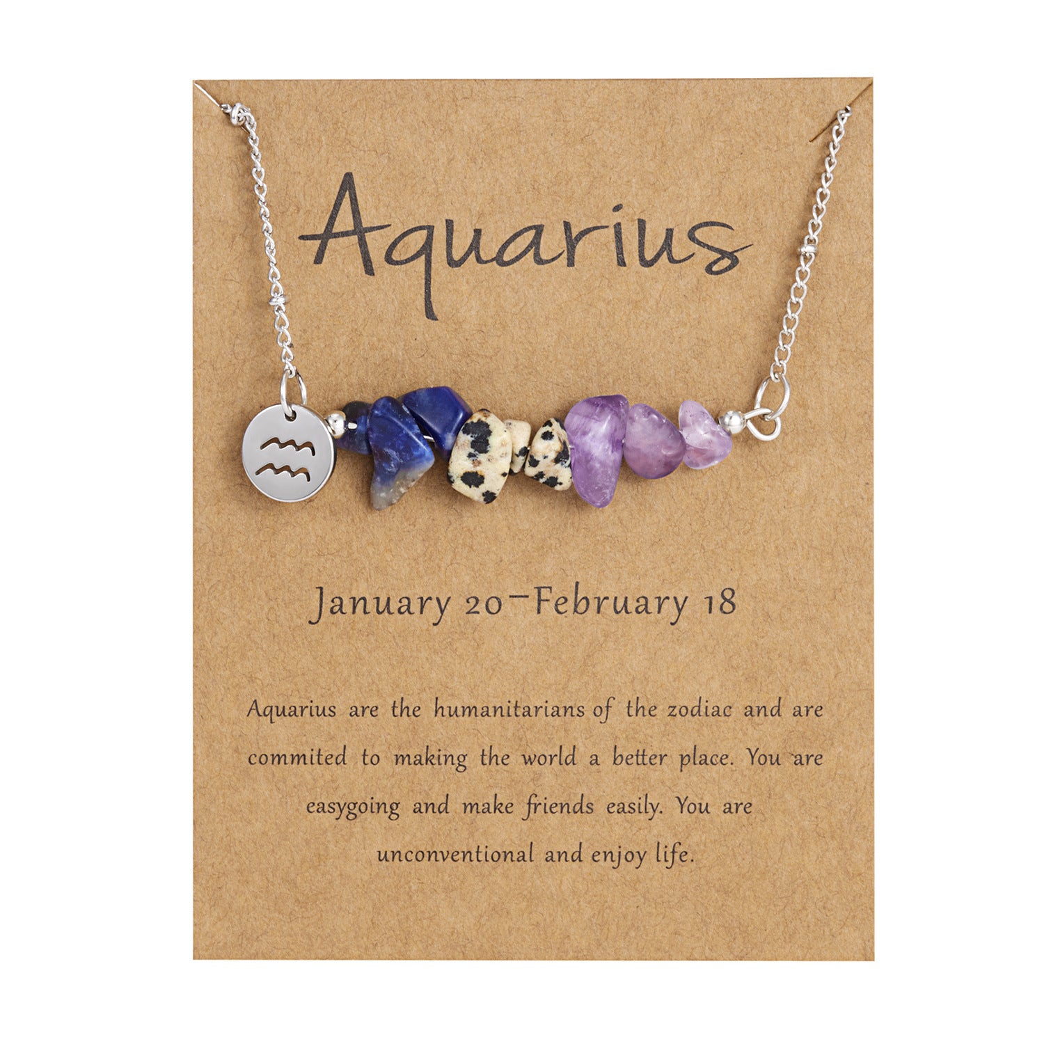 Wholesale Stainless Steel Zodiac Necklace Irregular Natural Stone Pendant Necklace