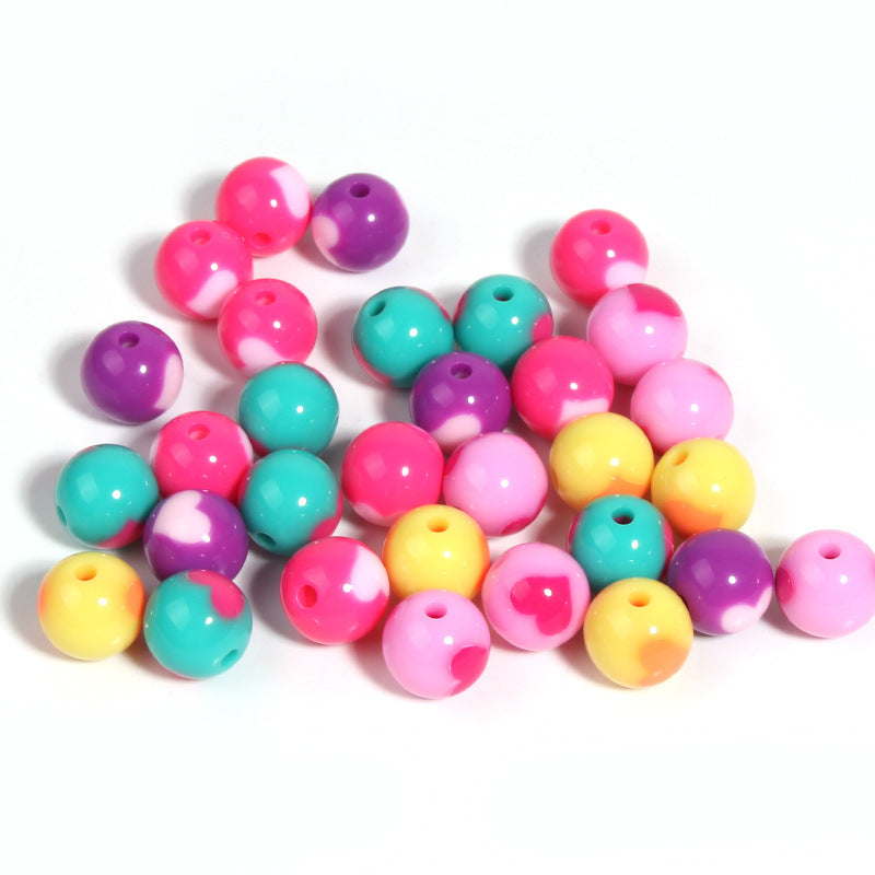 Wholesale 20pcs/pack Creamy Candy Two-color Plum Blossom Butterfly Print Loose Beads