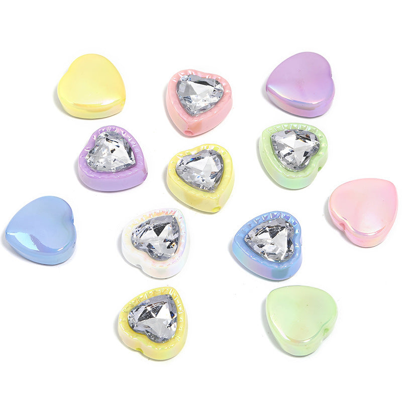 Wholesale 25pcs/pack Electroplated Heart Beads Crystal Beads