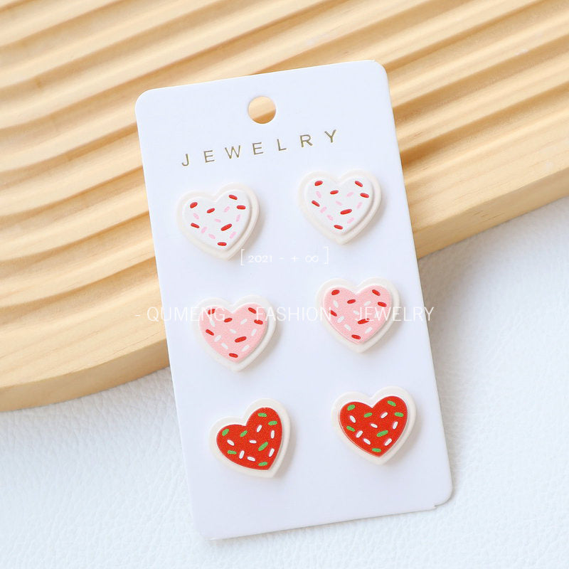 Wholesale Valentine' s Day Cute Peach Heart Cookies Acrylic Earrings