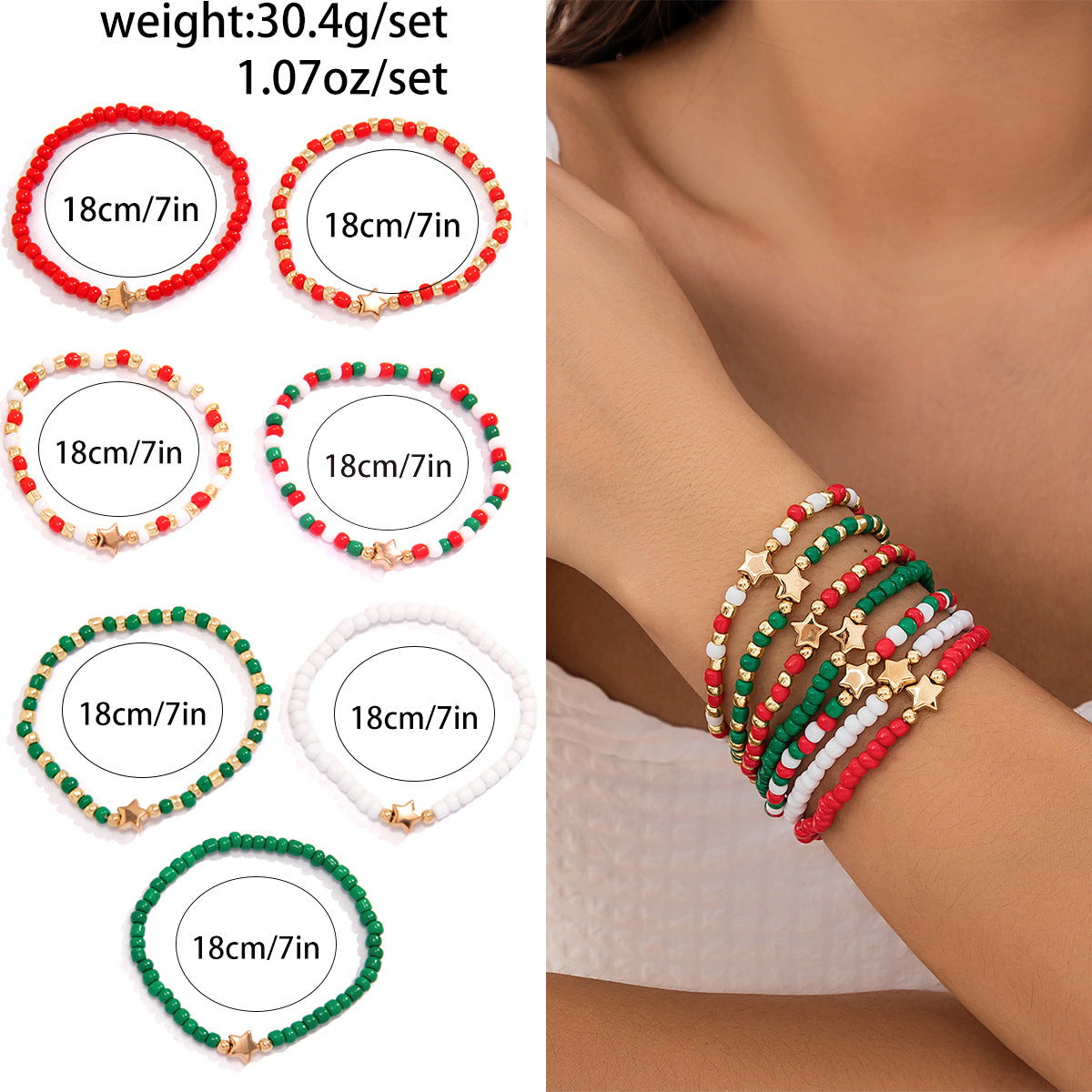 Wholesale Christmas letter contrasting bracelet Layered Bracelet Set