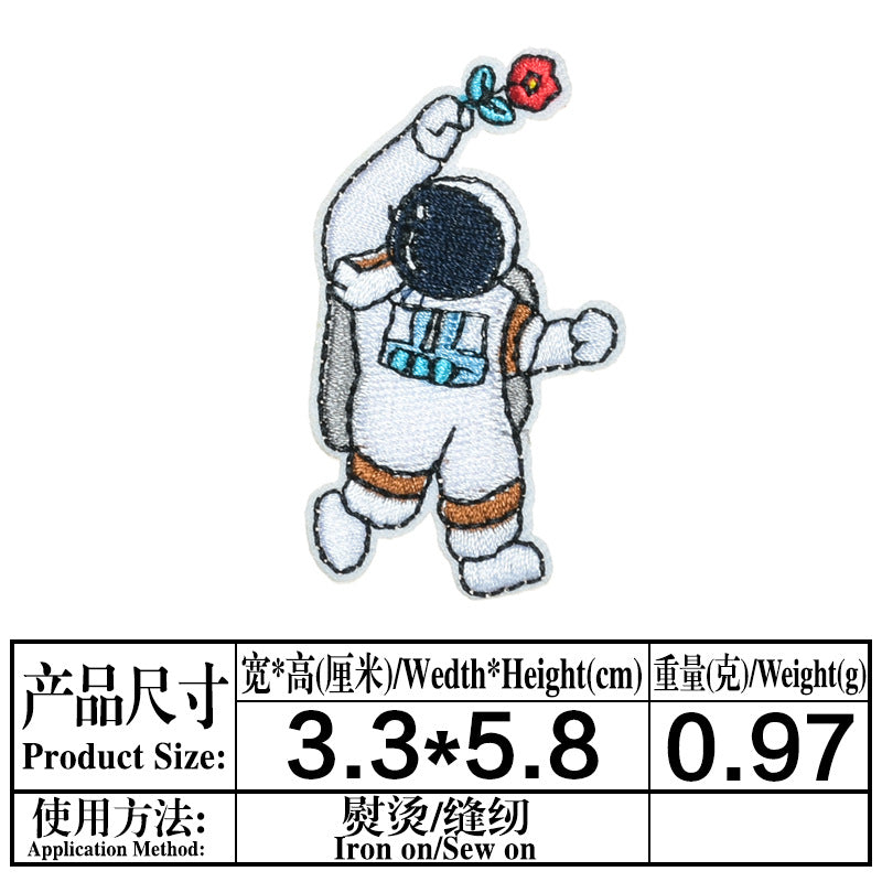 Wholesale Space Astronaut Embroidered Patch Twill Fabric DIY Craft Supply Decorative Towel Home Decor