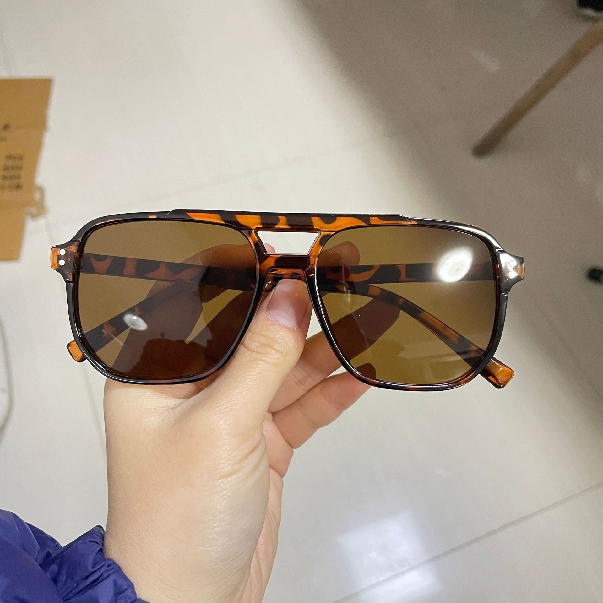 Wholesale Cross-border new retro double beam sunglasses fashion simple large frame sunglasses ins personalized ocean glasses