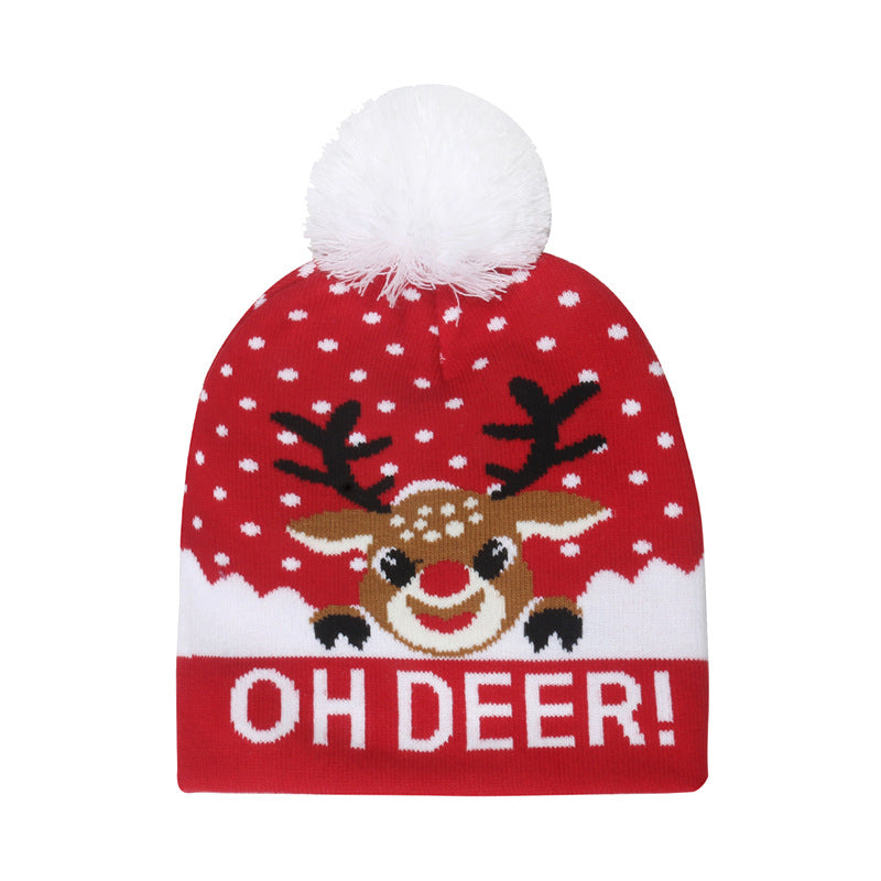 Wholesale Christmas Warm Ball Pullover Knitted Jacquard Hat