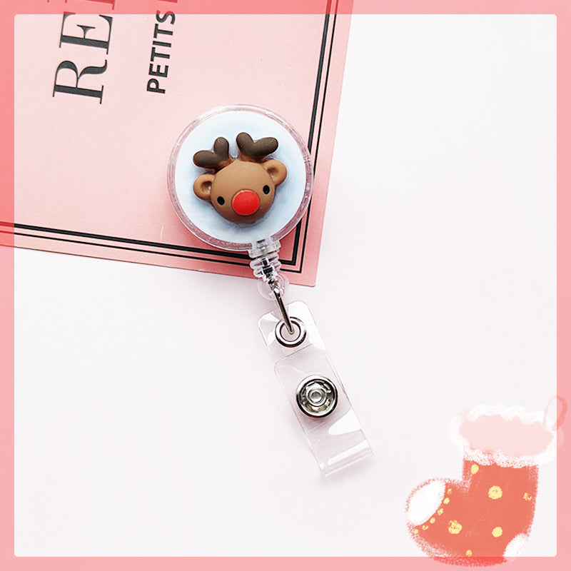 Wholesale 5pcs Cute Christmas Transparent Back Cartoon Creative Chest Badge Work Badge Student Rally Buckle Anti Loss Keychains