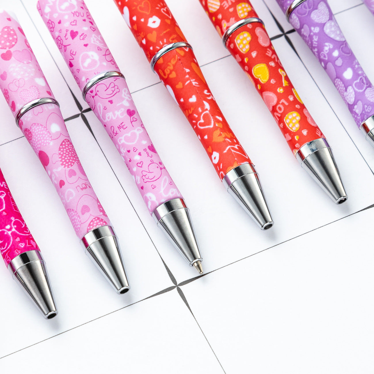 Wholesale Valentine's Day Plastic Beaded Pens DIY Beadable Pens