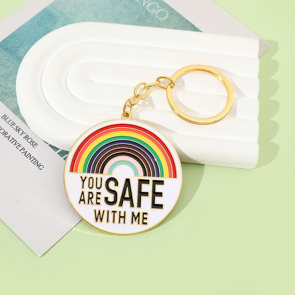 Wholesale Rainbow Letter Zinc Alloy Key Chain
