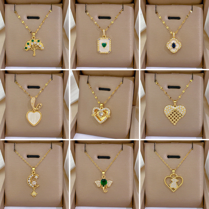 Wholesale Element Love Full Diamond Titanium Steel Clavicle