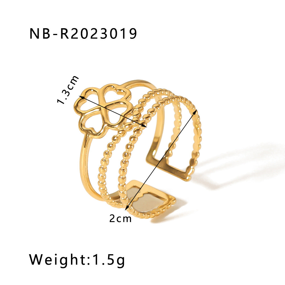 Wholesale commuter stainless steel open ring heart-shaped geometric titanium steel ring fashion simple  Personality ring female