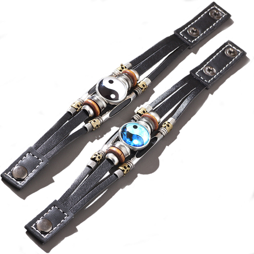 Wholesale Leather Vintage Glass Bracelet