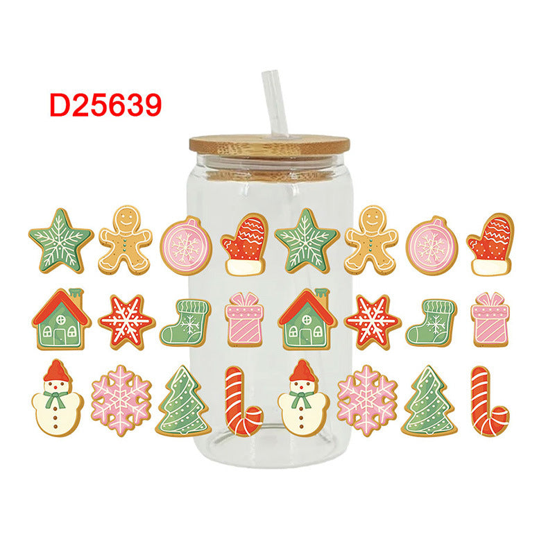 Wholesale Cartoon Christmas Little Snowman Antler 16oz Cup UV DTF Wraps