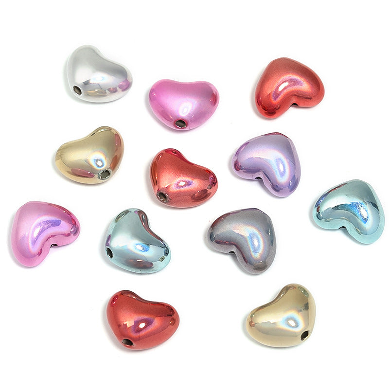 Wholesale 50pcs Electroplating Metal Color Expansion Five-pointed Star Love Acrylic Star Peach Heart Diy Beads
