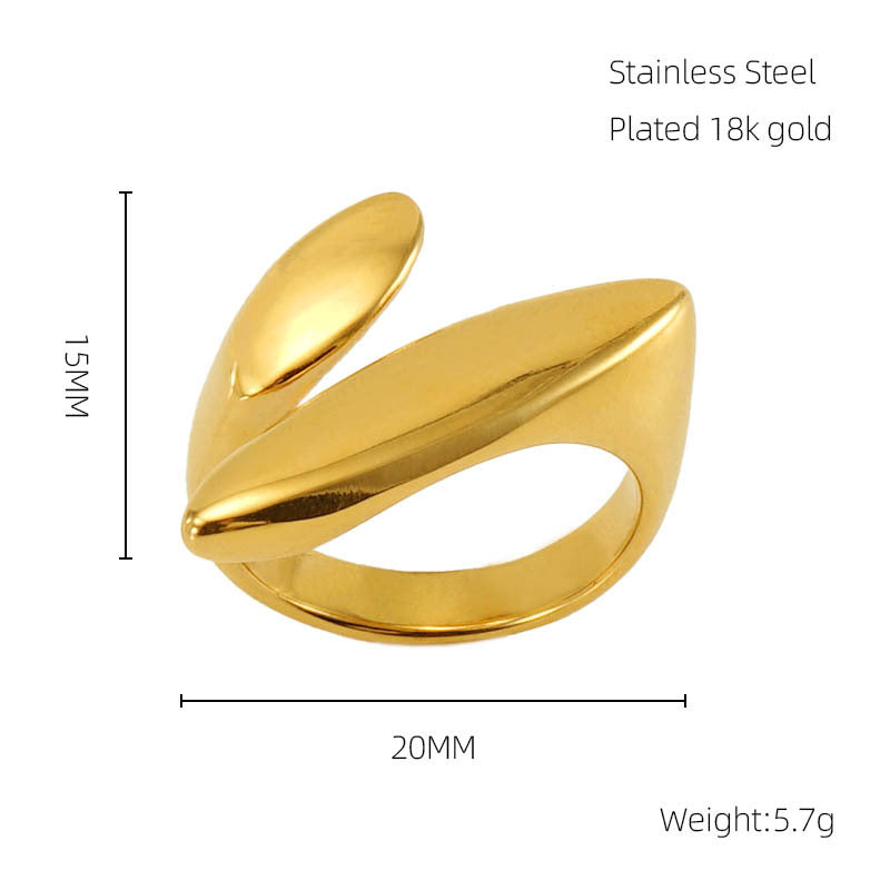 Wholesale 18k Gold Heart Shaped Irregular Titanium Steel Ring