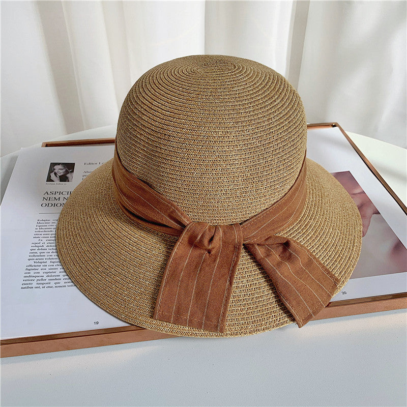 卸売リボン大きなつばの帽子麦わら帽子