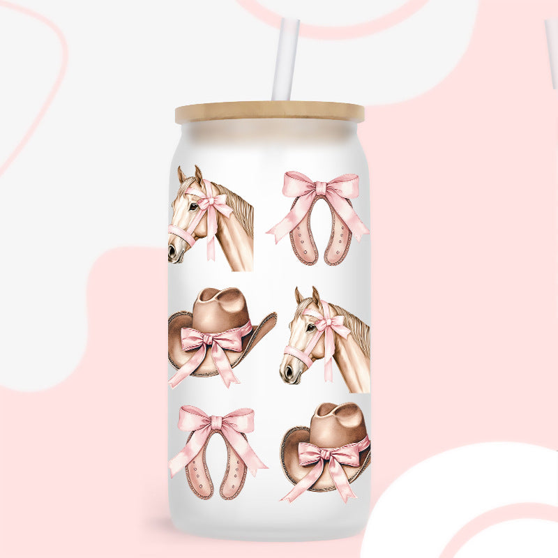 Wholesale Western style hat and clothing series 16oz Cup UV DTF Wraps