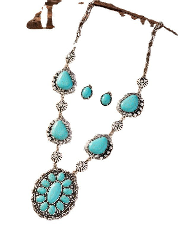 Wholesale Vintage Shaped Necklace Turquoise Earrings Western Style