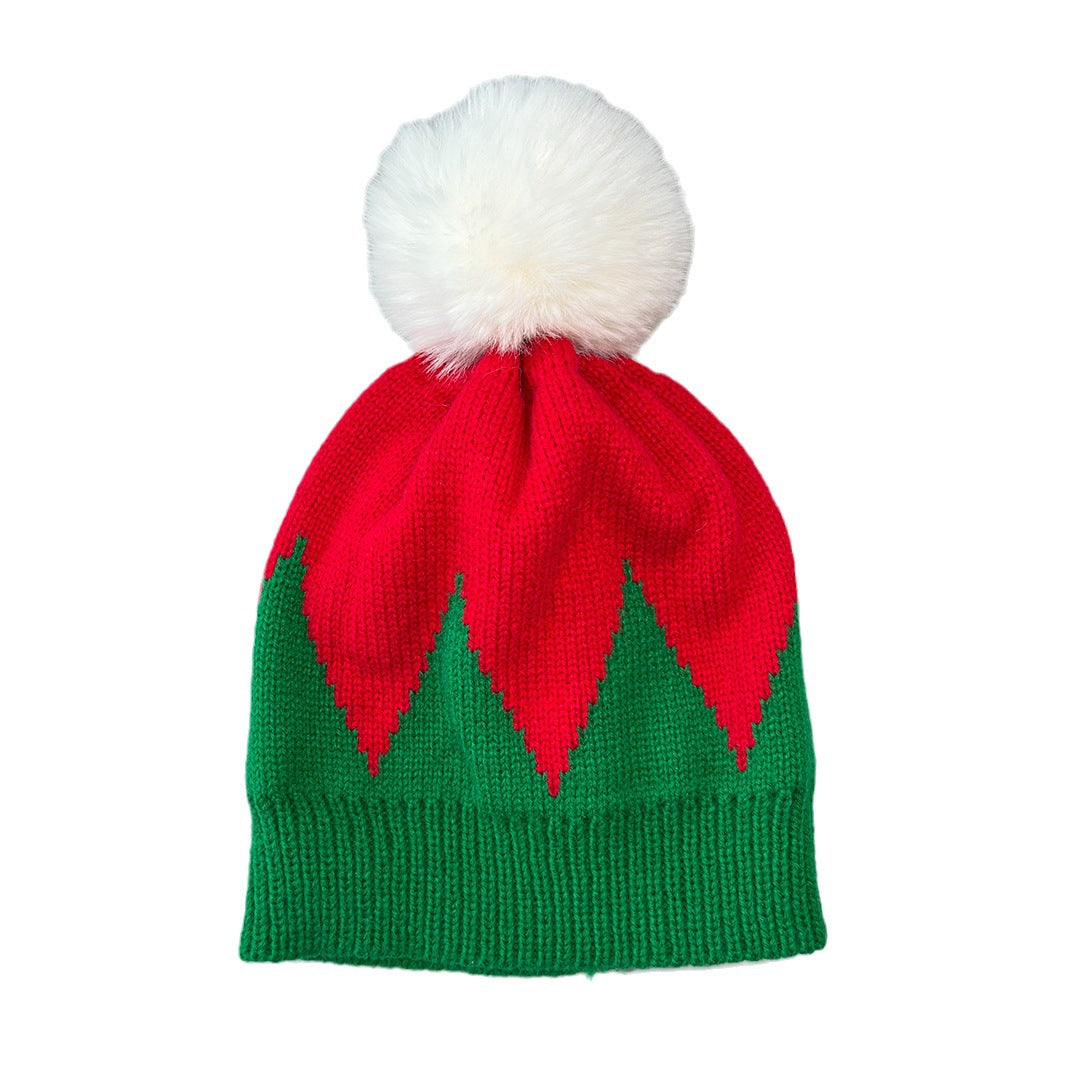 Wholesale Christmas Knitted Beanie Warm Wool Ball Hat