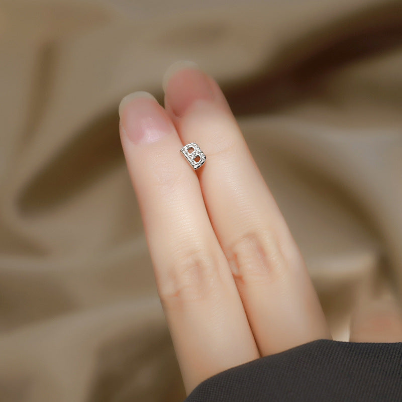 Wholesale Simple Niche Design Mini Full Diamond Earrings for Men and Women Sterling Silver Full Diamond 26 Letter Earrings