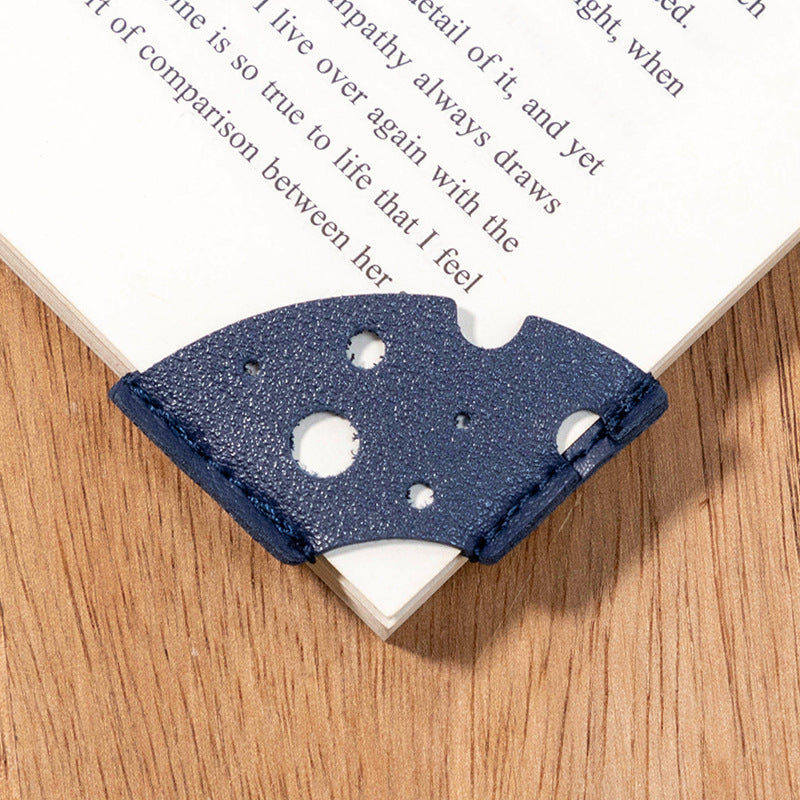 Wholesale Creative Leather Bookmark Cheese PU Leather Book Page Holder Solid Color Business Student Book Label