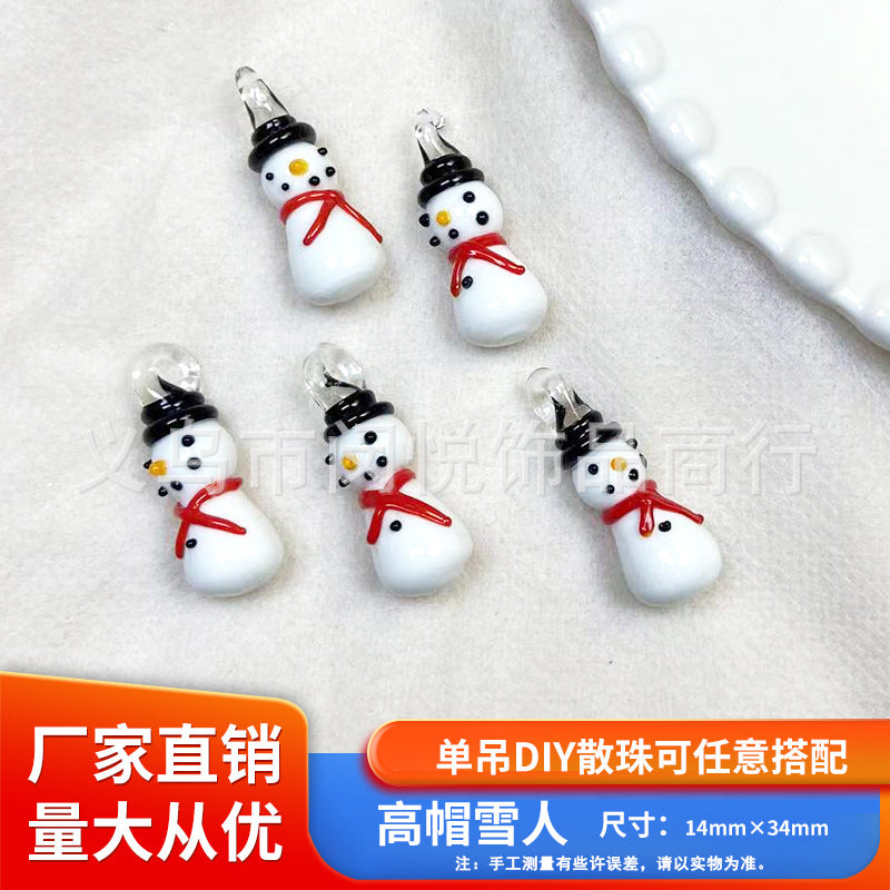 Wholesale 10pcs Snowman Christmas tree gingerbread man glass beads