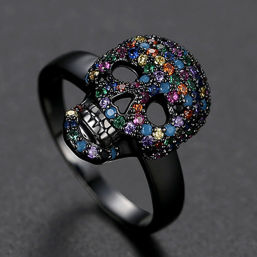 Wholesale Halloween Skeleton Copper Zircon Ring