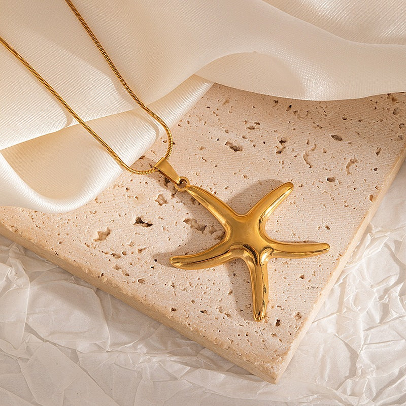 Wholesale Stainless Steel Starfish Pendant Necklace Ocean Vacation Style