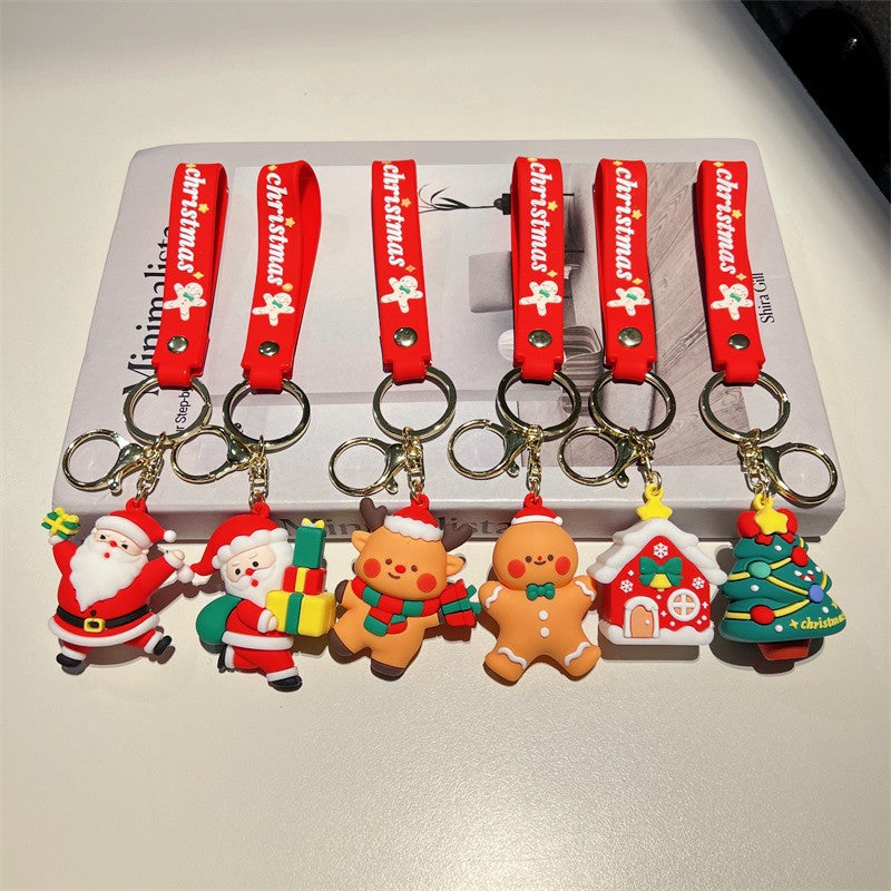 Wholesale Christmas Elk Christmas Tree Snowman Soft Rubber Keychain