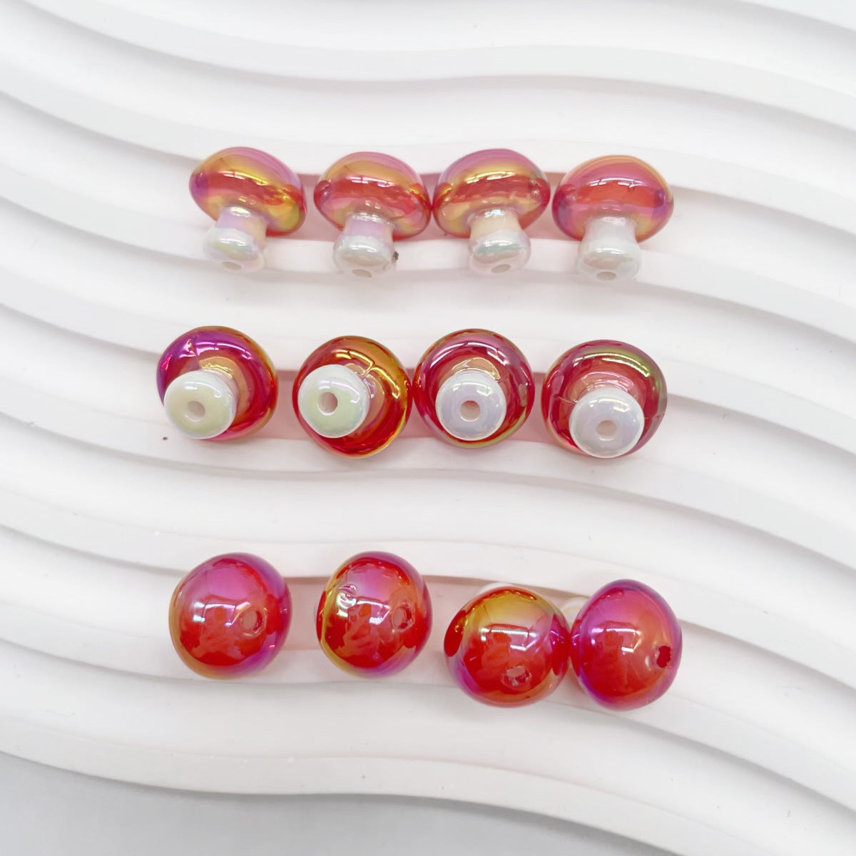Wholesale 100PCS/PACK Colorful Acrylic Small Mushroom DIY Straight Hole Beads