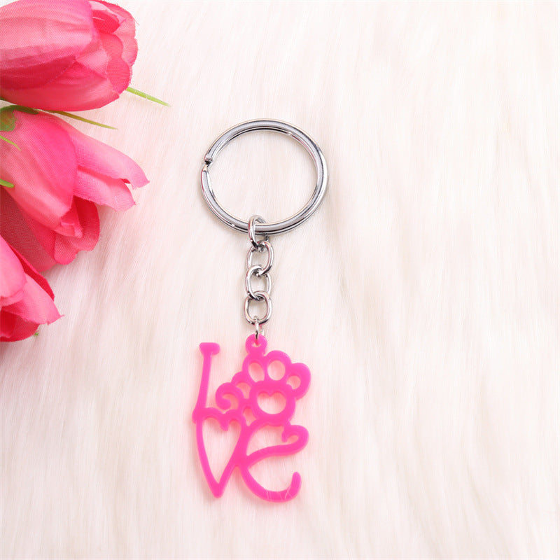 Wholesale Valentine's Day Dog Claw LOVE Acrylic Keychains