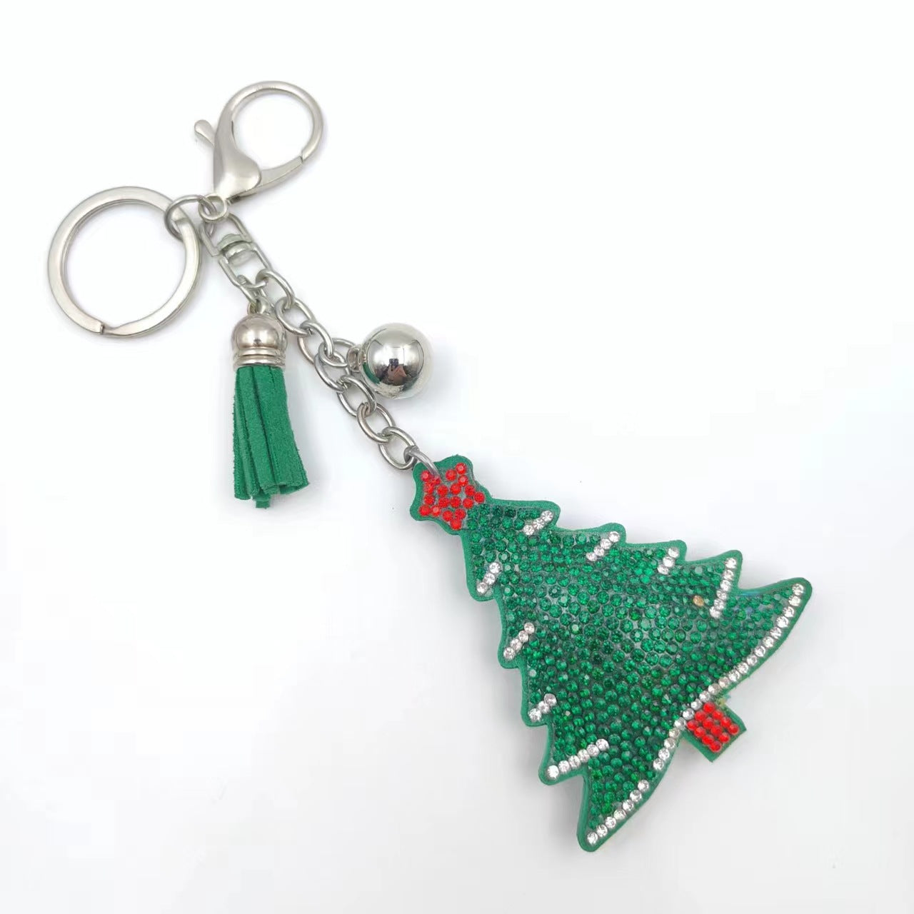 Wholesale Trendy Christmas Tree Rhinestone Velvet Keychain Pendant Holiday Gift Resale Accessory